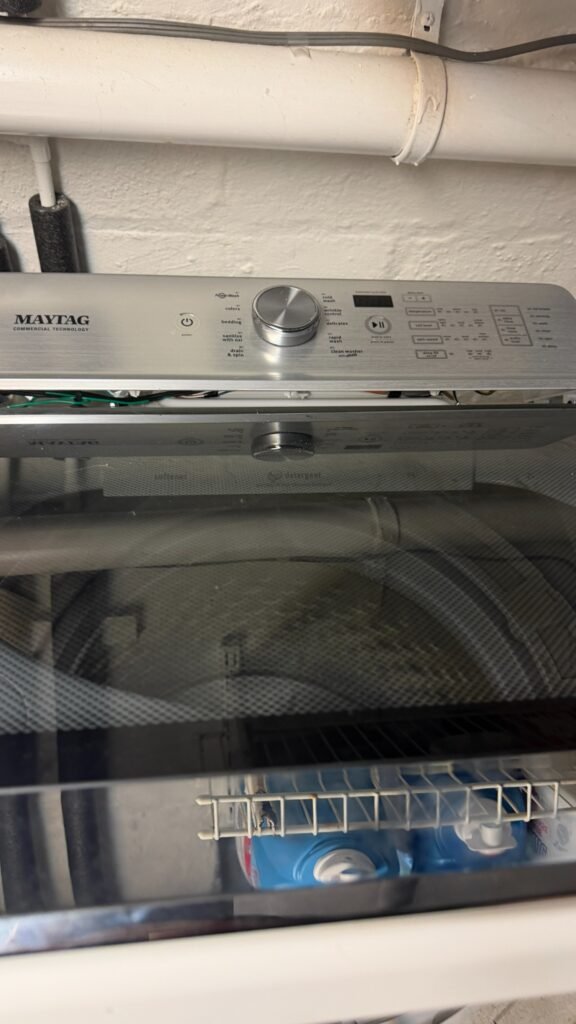 Maytag top-load washer repaired for an F5 lid-lock error in Glen Ridge, New Jersey